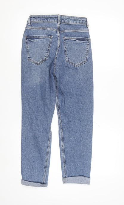 New Look Women's Blue Tori Mom Jeans Size 6 Distressed Denim
