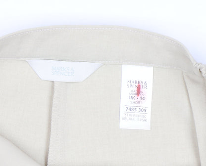 Marks and Spencer Women Beige Size 14 Short Dress Pants