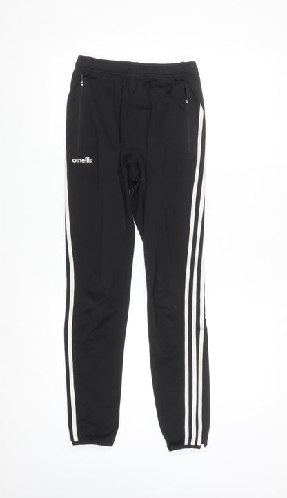 O’Neills Boys Black 13 Years Track Pants with Side Stripes and Zip Pockets