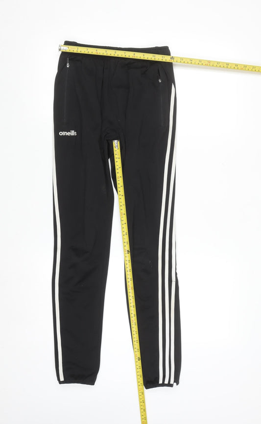 O’Neills Boys Black 13 Years Track Pants with Side Stripes and Zip Pockets