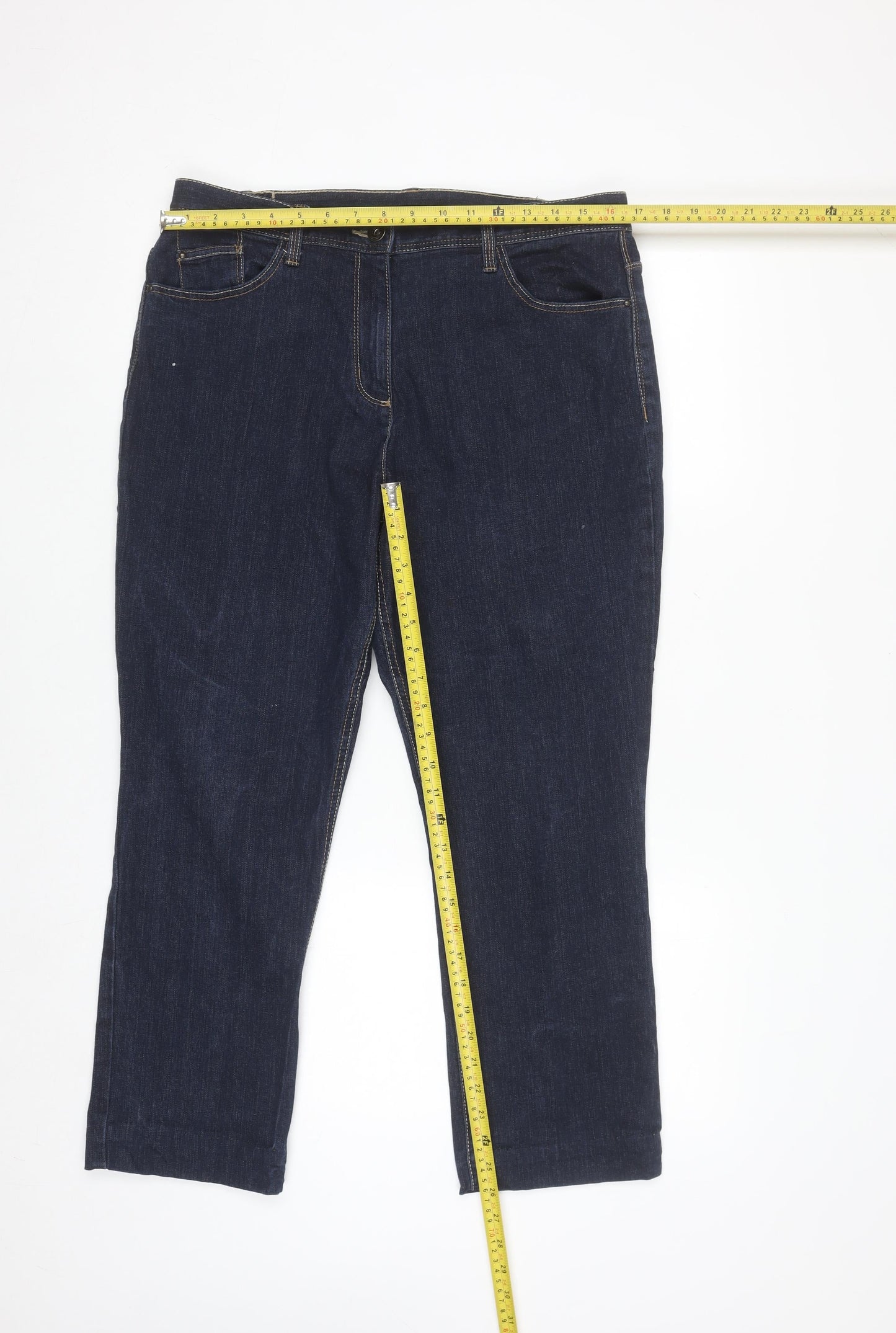 Marks and Spencer Women’s Dark Blue Classic Straight Jeans Size 14 Short