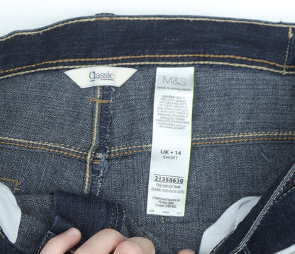 Marks and Spencer Women’s Dark Blue Classic Straight Jeans Size 14 Short