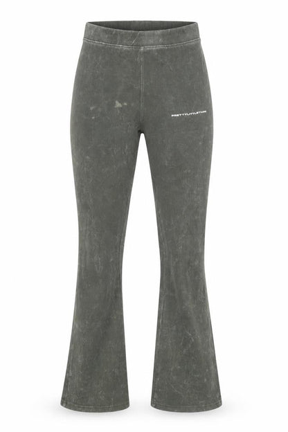 PrettyLittleThing Women's Green Flared Ribbed Trousers Size 14