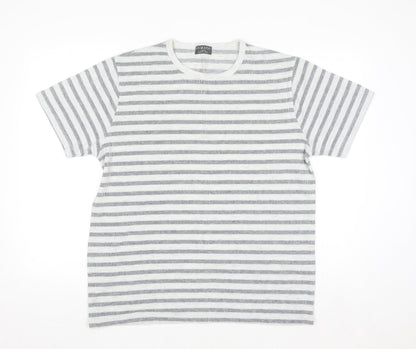 Primark Men’s Grey Striped Crew Neck Short Sleeve T-Shirt Size L