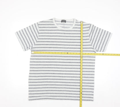 Primark Men’s Grey Striped Crew Neck Short Sleeve T-Shirt Size L