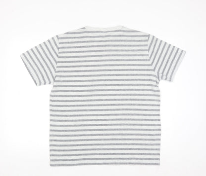 Primark Men’s Grey Striped Crew Neck Short Sleeve T-Shirt Size L
