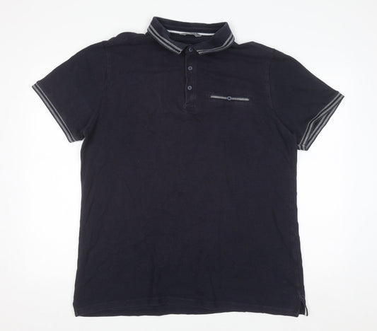 Nutmeg Men Black XL Cotton Button-Down Polo Shirt