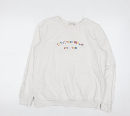 Next Maternity Women's White Small Crew Neck Pullover Sweatshirt