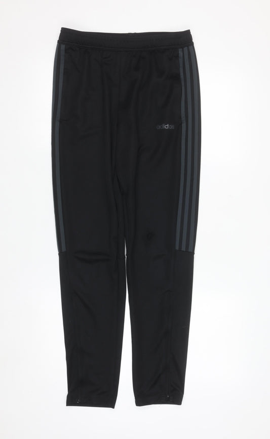 adidas Boys Black 13-14 Years Tapered Track Pants 100% Recycled Polyester