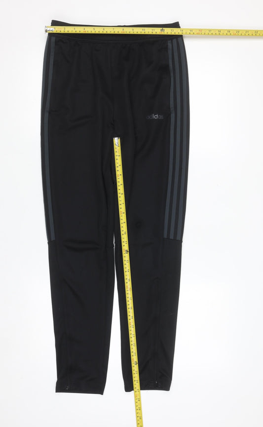 adidas Boys Black 13-14 Years Tapered Track Pants 100% Recycled Polyester