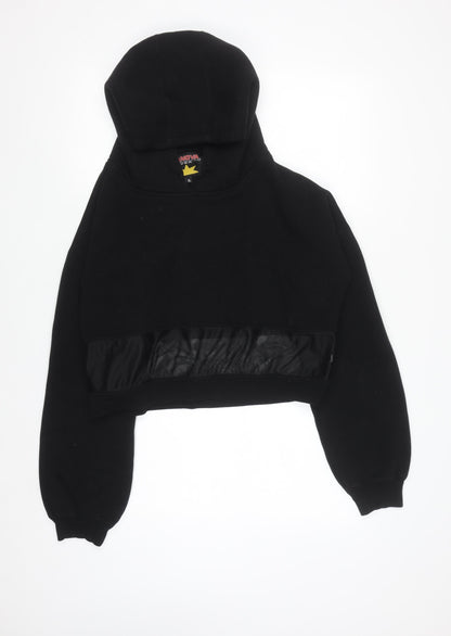 Lanova USA Womens Black Cropped Pullover Hoodie XL Mesh Detail