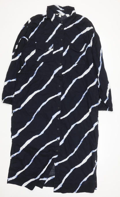 Marks and Spencer Women Blue Tie Dye Shirt Dress Size 14