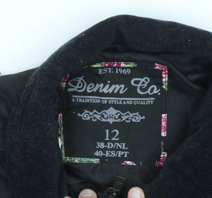 Denim Co Women’s Black Quilted Short Jacket Size 12 Classic Style
