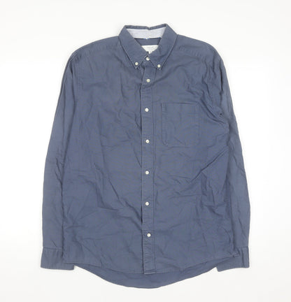Next Men Blue Cotton Long Sleeve Button-Down Shirt M