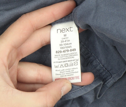 Next Men Blue Cotton Long Sleeve Button-Down Shirt M
