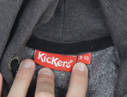 Kickers Boys Grey Pullover Hoodie 9-10 Years Cotton Blend Warm Casual