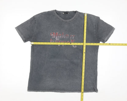 Stradivarius Womens Grey Rhinestone T-Shirt Size 14 Regular Fit