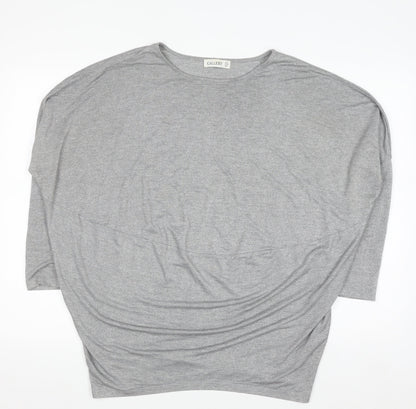 Gallery Women's Grey 3/4 Sleeve Relaxed Fit Jersey Top M