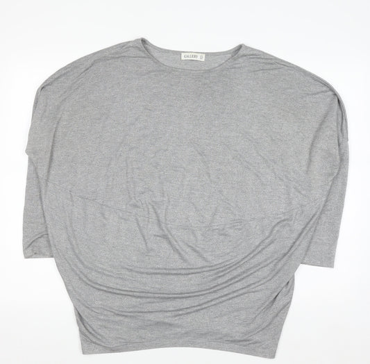 Gallery Women's Grey 3/4 Sleeve Relaxed Fit Jersey Top M