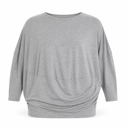 Gallery Women's Grey 3/4 Sleeve Relaxed Fit Jersey Top M