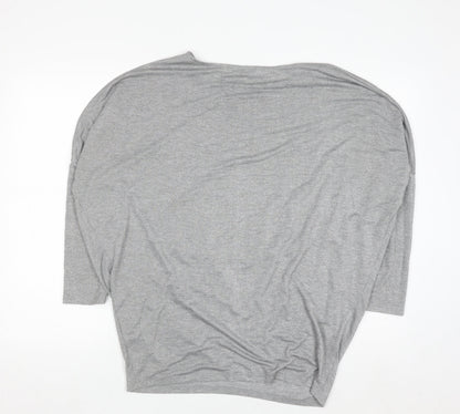 Gallery Women's Grey 3/4 Sleeve Relaxed Fit Jersey Top M