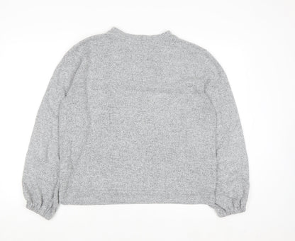 Dorothy Perkins Women’s Grey Lace Trim High Neck Jumper UK 14