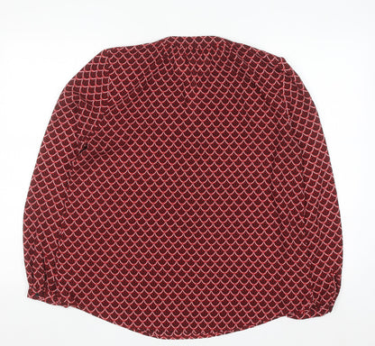 Dunnes Women’s Red Geometric Long Sleeve Polyester Blouse Size M