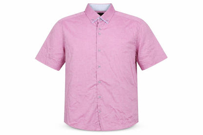 6th Sense Men's Pink Cotton Short Sleeve Button-Up Shirt L