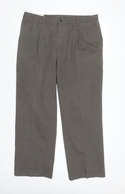 Koutons Men's Brown Pleated Chino Trousers Size L 40in Waist