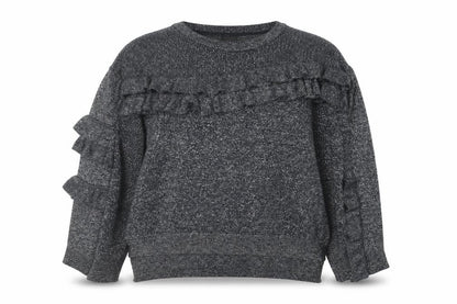 River Island Women's Grey Ruffle Knit Jumper Size 10
