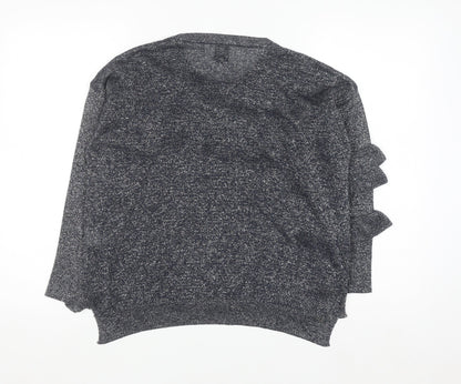 River Island Women's Grey Ruffle Knit Jumper Size 10