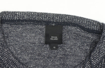 River Island Women's Grey Ruffle Knit Jumper Size 10