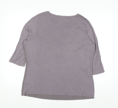 Gallery Womens Grey Metallic Trim 3/4 Sleeve Blouse UK 18