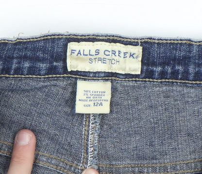 Falls Creek Women's Blue Straight Stretch Denim Jeans Size 12