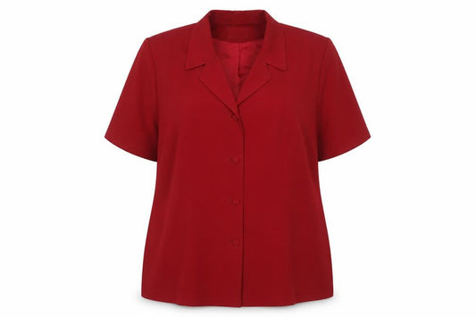 Ann Harvey Women’s Red Short Sleeve Collared Button-Up Blouse Size 18 Plus