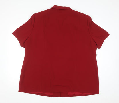 Ann Harvey Women’s Red Short Sleeve Collared Button-Up Blouse Size 18 Plus