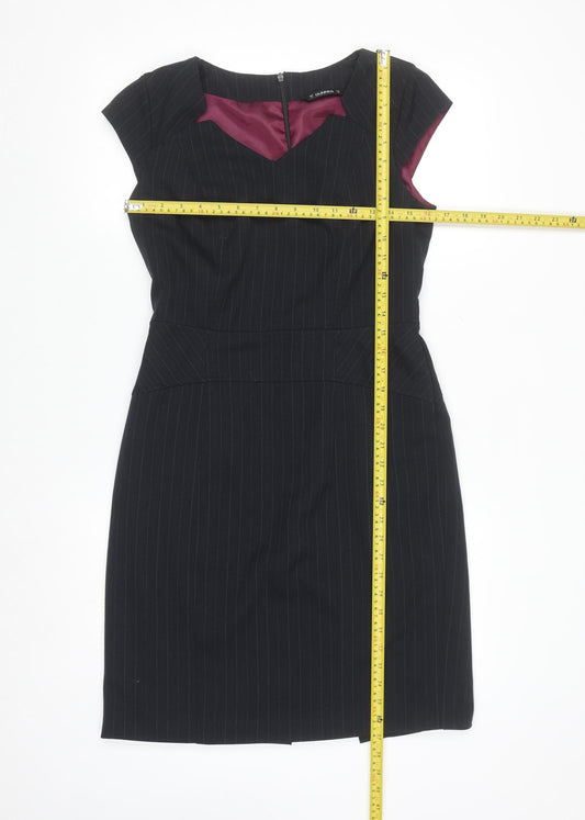 Dunnes Women Black Pinstripe Sheath Work Dress Size 12