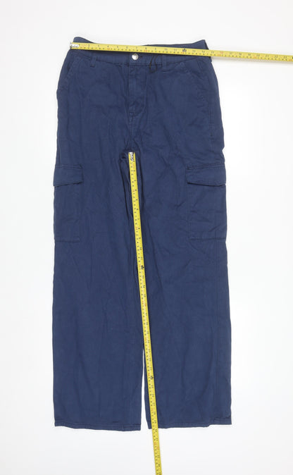 Denim Co Womens Blue Cargo Trousers Size 10 Cotton Casual