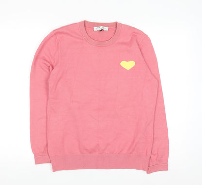 Kelly & Grace Women’s Pink Heart Crew Neck Pullover Jumper Size M