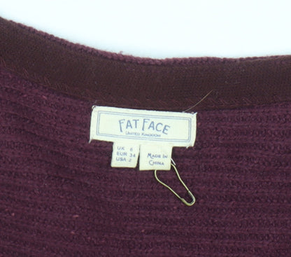 Fat Face Women’s Purple V-Neck Knit Jumper Size 6