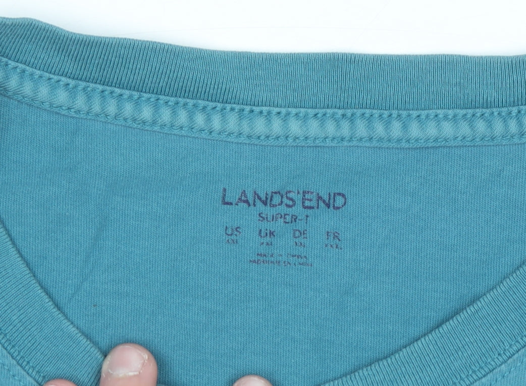Lands' End Men’s Blue Cotton Crew Neck Short Sleeve Super-T XL T-Shirt
