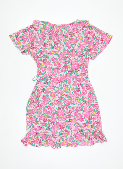 Boohoo Women’s Pink Floral Wrap Short Dress Size 10