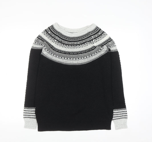 Next Women's Black & Grey Fair Isle Knit Jumper Size 8