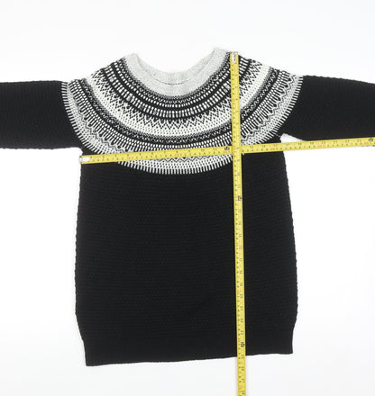 Next Women's Black & Grey Fair Isle Knit Jumper Size 8