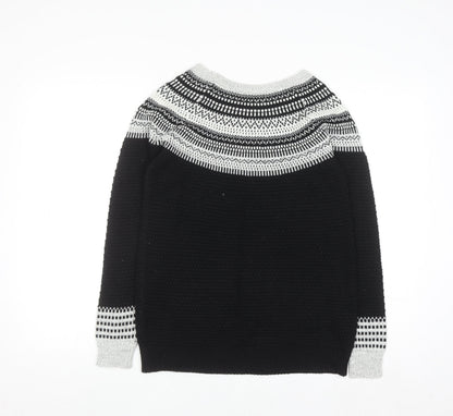Next Women's Black & Grey Fair Isle Knit Jumper Size 8