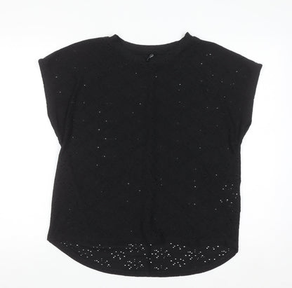 ONLY Women's Black Lace Short Sleeve Blouse Size M