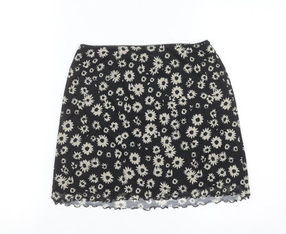 Urban Outfitters Women Black Floral Stretch Short Skirt S