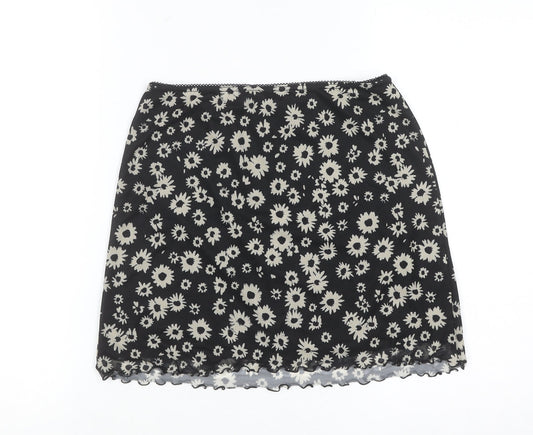 Urban Outfitters Women Black Floral Stretch Short Skirt S