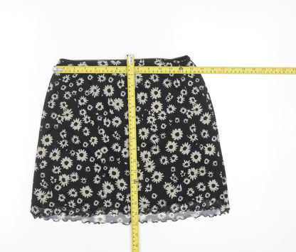 Urban Outfitters Women Black Floral Stretch Short Skirt S
