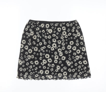 Urban Outfitters Women Black Floral Stretch Short Skirt S